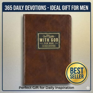 Men’s Daily Devotional Book One Minute with God 365 Days Brown Faux Leather
