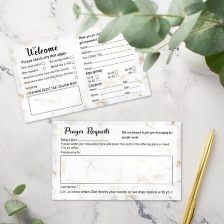 180 Pieces Church Visitor Cards Bulk Marble Decorative Prayer Request and Welcom