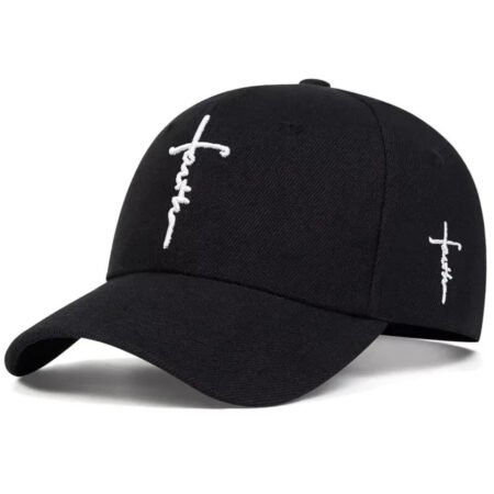 Faith Cross Embroidered Christian Black & Red Baseball Cap,Adjustable Hat, Jesus