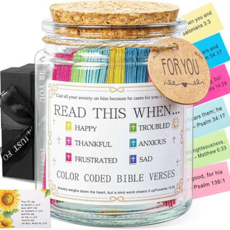 Bible Verse Jar, Read Me When Bible Verses Jar with 96 Color Coded Bible Verses,