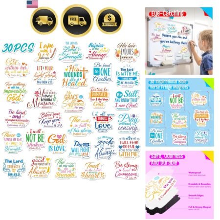 30PCS Bible Verse Fridge Magnets, Inspirational Bible Verse Refrigerator Magn...