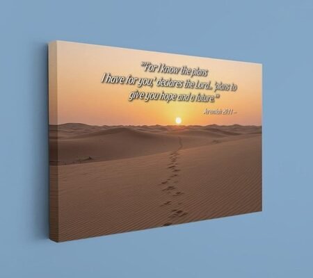 Jeremiah 29:11 Canvas Christian Art Bible Verse Desert Sunset Wall Decor