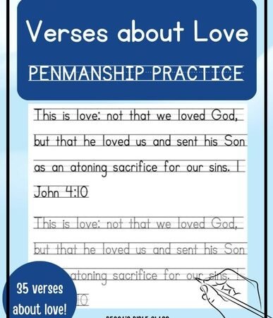 Bible Verses about Love Penmanship Practice: Print handwriting workbook practice