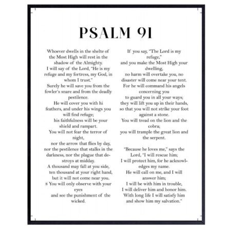 Psalm 91 Bible Verse Wall Art – Inspirational Scripture Poster Print Unframed