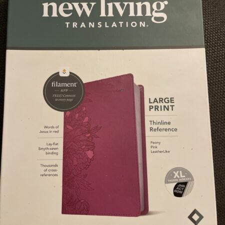 NLT Large Print Thinline Reference Holy Bible Filament APP Peony Pink NIB Large