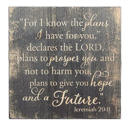 Jeremiah 29:11 For I Know The Plans Scripture Farmhouse Sign Shelf Sitter 5 x 5"