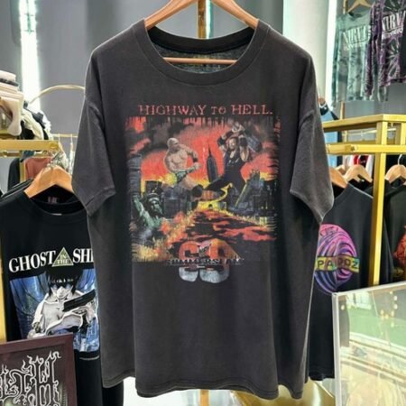 1998 Highway To Hell Summerslam Stone Cold X Undertaker Washed T-Shirt Black L