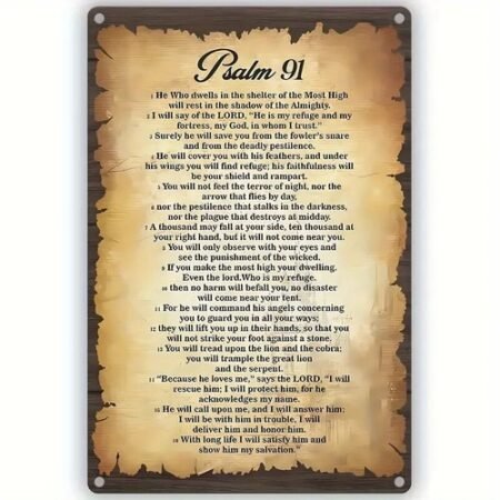 Psalm 91 Vintage Style 8" x 12" Metal Sign " Prayer of Protection "