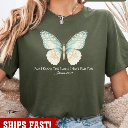 Jeremiah 29:11 Butterfly Shirt, Patriotic Christian Shirt, Faith Christian Tee