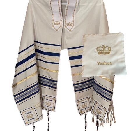 Combo ROYAL BLUE Yeshua Messianic Tallit Prayer Shawl  & Cloth Talit Zipper Bag