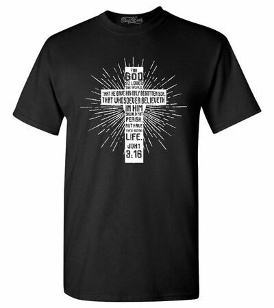John 3:16 Bible Verse Cross T-shirt Christian Jesus Gospel Shirts