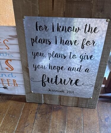 Rustic Wood and Metal Wall Plaque Jeremiah 29:11 Inspirational Religious Decor