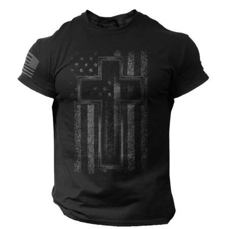 Christian Cross T-Shirt - American Flag Design, Faith-Based Patriotic Tee for Me