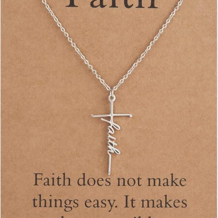 Faith Cross Necklace Christian Jewelry Inspirational Gift for Women