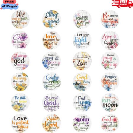 600 Pcs Bible Verse Stickers, 24 Styles Floral Scripture Stickers Multicolour