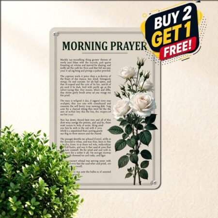 Morning Prayer Inspirational Quote Retro Metal Sign Christian Home Wall Decor