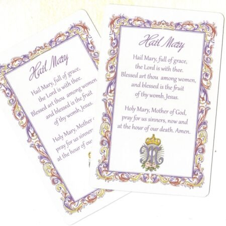 Hail Mary prayer card (Lot of 2) Laminated catholic prayer cards