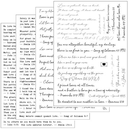 Bible Verses Planner Stickers – 4 Sheets of Love Quotes, Retro Typewriter