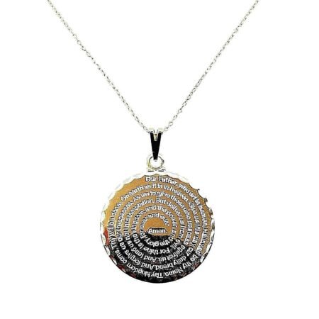 Our Father Prayer Necklace Gold Plated 1" Medal Pendant Christian Religious Gift