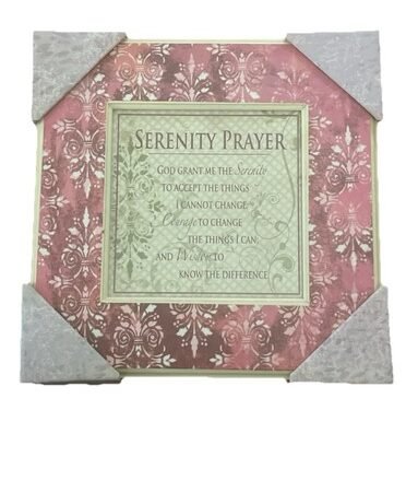 Serenity Prayer 12983. Wooden Framed Religious Wall Or Tabletop. Pink & Beige