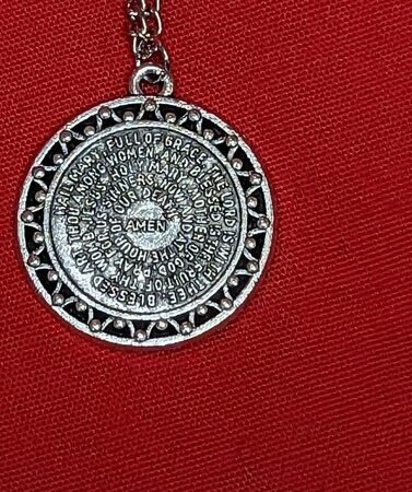 Vintage style HAIL MARY PRAYER NECKLACE Pendant HAIL MARY Fob Charm