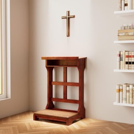 Premium Wood Prayer Kneeler Bench with Storage Shelf & Soft Cushion for Praying