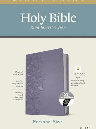 Holy Bible : KJV, Peony Lavender, Leatherlike, Filament App, Giant Print Pers...