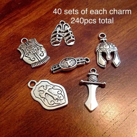 40 Sets of Armor Of GOD Charms Antique Silver 240 pcs Armor of God Charm BULK