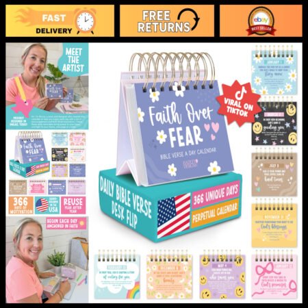 Inspirational Daily Bible Verse Desk Flip Calendar 2026 - Motivational Scripture