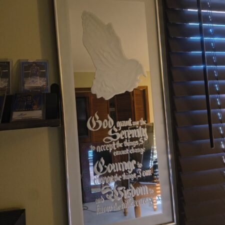 Framed Wall-Mounted Rectangular Accent Mirror, Silver Serenity Prayer VINTAGE
