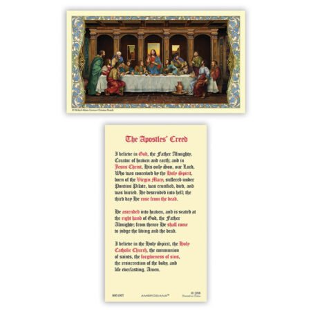 Laminated The Apostles' Creed Holy Prayer Card Catholic Last Supper Image Front