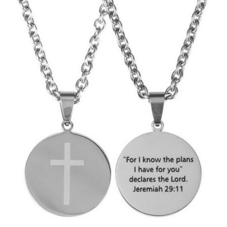 Jeremiah 29:11 Round Medal Stainless Steel Necklace 24”