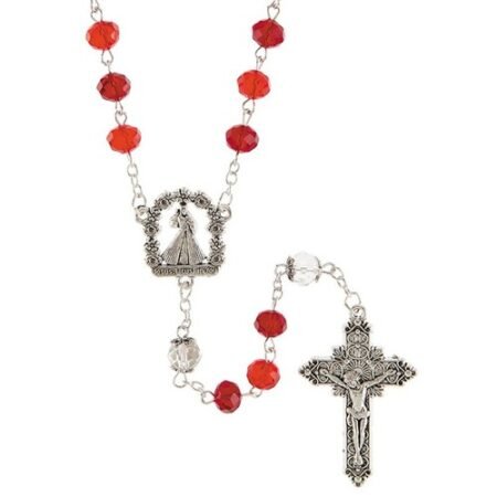 Divine Mercy Sun-Cut 8mm Glass Bead Rosary Chaplet - Double Capped Paters 20.5"L