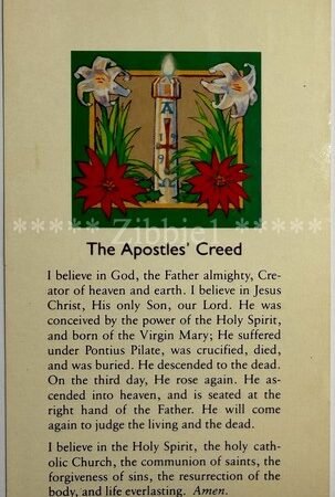 The Apostles' Creed, Vintage 1989 Holy Devotional Prayer Card.