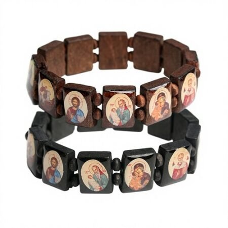 Orthodox Christian Icon Wooden Prayer Bracelet -Brown or Black -NEW