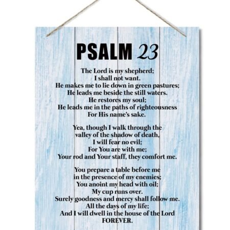Inspirational Wood Art Sign - Psalms 23 Bible Verse Wall Decor 10x7.8 Inch