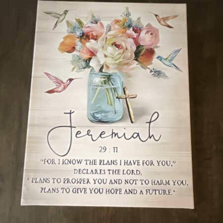 Jeremiah 29:11 Religious Floral Canvas Print, Multicolor, Vertical, Ready