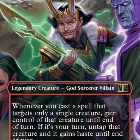 Foil Loki, God of Lies (Borderless) [Marvel Super Heroes] MTG
