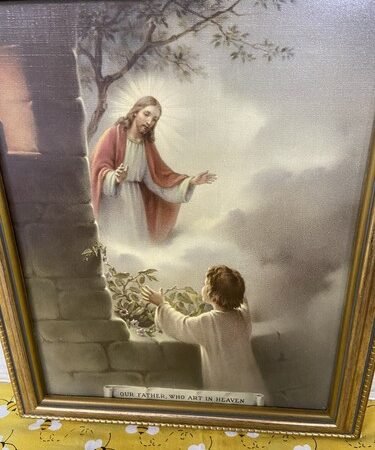 Our Father Who Art In Heaven 11 1/2" X 9 1/2" FRAMED ART PRINT  Vintage