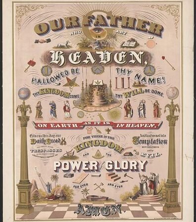Columbus Ohio c1875 Our Father Who Art in Heaven Chromolithograph Poster