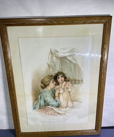 Frances Brundage Our Father Who Art In Heaven Signed Framed Litho