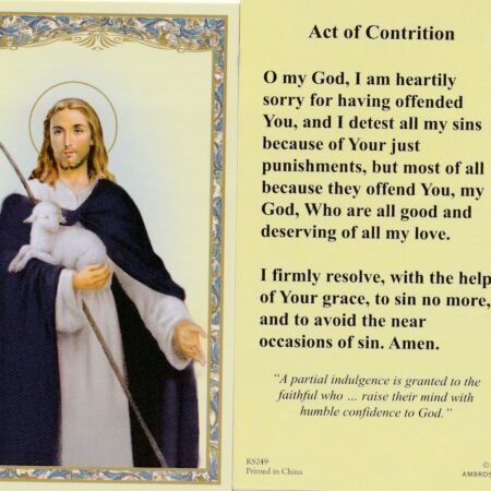 +Holy Card+-"Act of Contrition" (Jesus Carries Lamb" *Prayer on Back/ (HC12-S4}-